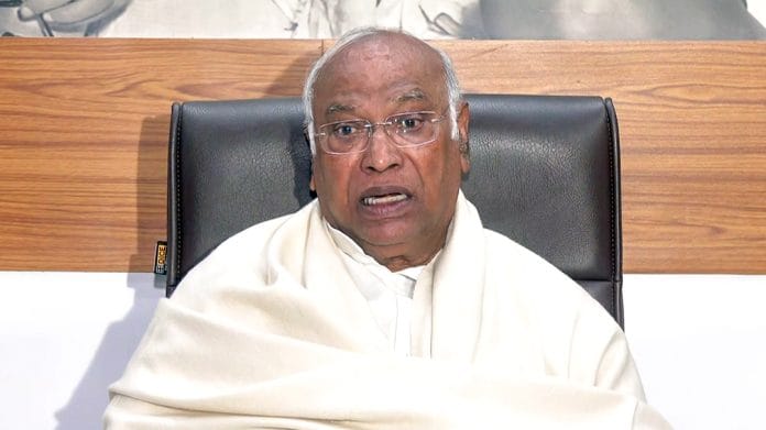 Congress National President Mallikarjun Kharge speaks on Union Budget 2026, in New Delhi on Sunday. | ANI Video Grab