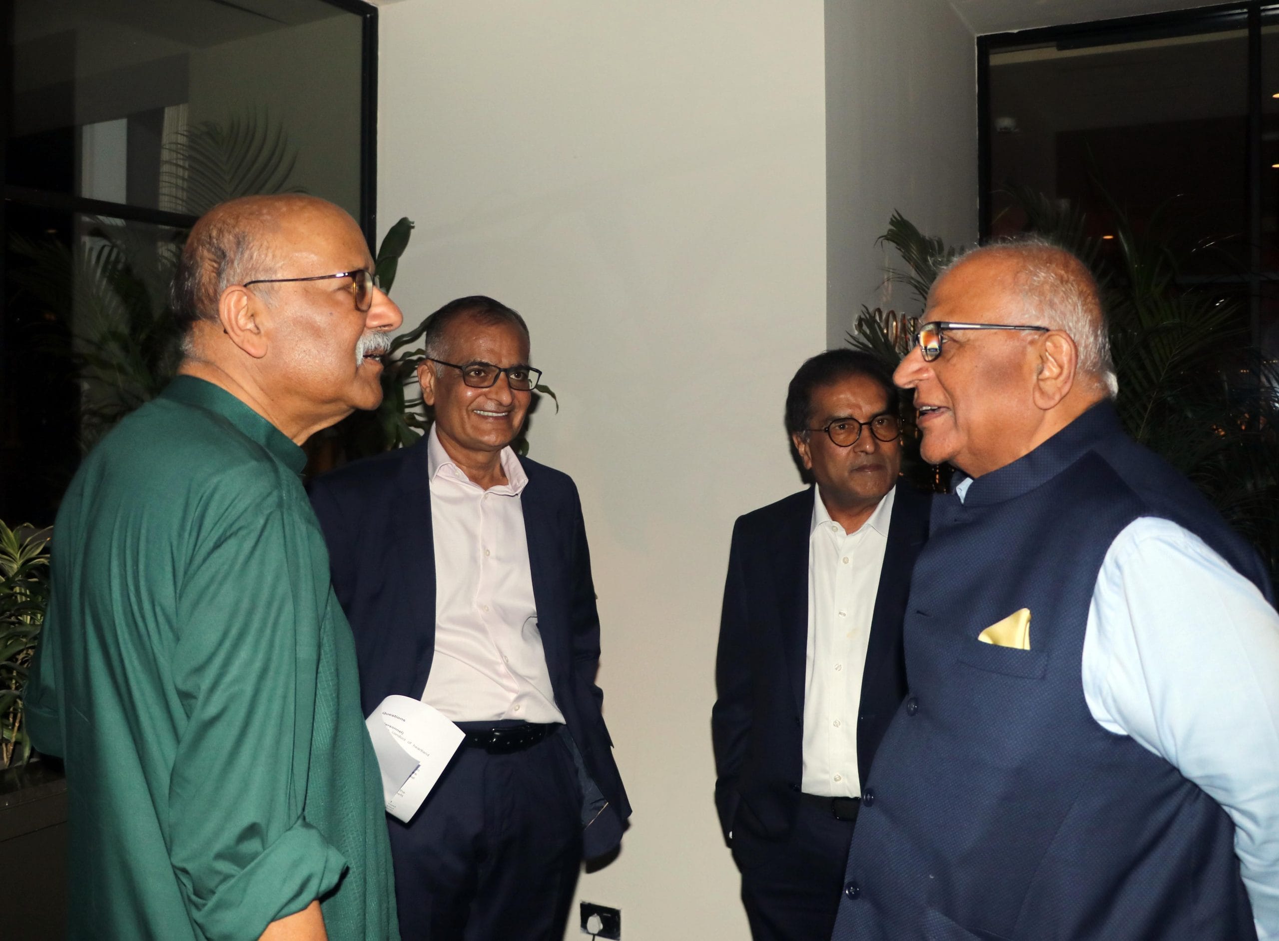 (From Left To Right) Shekhar Gupta, Founder & Editor-in-Chief of ThePrint, Rashesh Shah, CEO of the Edelweiss Group, Raamdeo Agarwal, Chairman of Motilal Oswal Group, and Sunil Menhta, Chairman & MD at SPM Capital Advisers Pvt Ltd