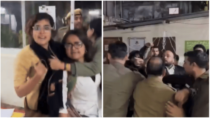 Screengrab from visuals showing abuse against AISA women leaders Anjali and Neha | X/@@SanjayAzadSln