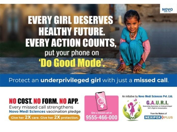 Novo Medi Sciences Launches 'G.A.U.R.I.' -- A Nationwide Missed Call Movement to Ensure No Girl Misses Her Right to Immunization
