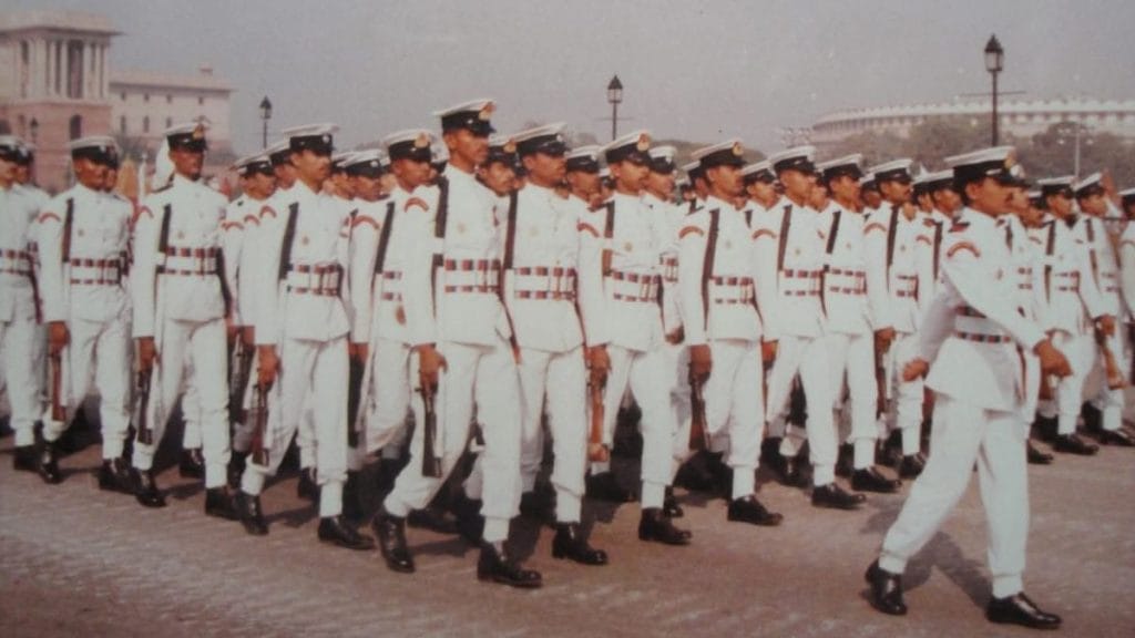 Alok Tripathi leads the Navy NCC team at Republic Parade in his college days | Photo: Special arrangement