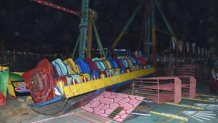 The tsunami swing ride that collapsed Saturday at the 39th Surajkund International Atmanirbhar Craft Festival in Haryana’s Faridabad | Photo by special arrangement
