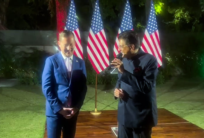 Union Minister of Commerce & Industry Piyush Goyal with US Ambassador to India Sergio Gor at a reception hosted at the latter's residence, in New Delhi | ANI