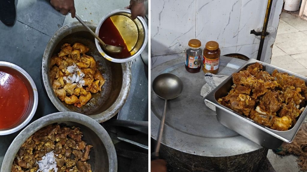 The meat and gravy are prepared separately to be layered into biryani at Hanglaatherium. Tina Das | ThePrint