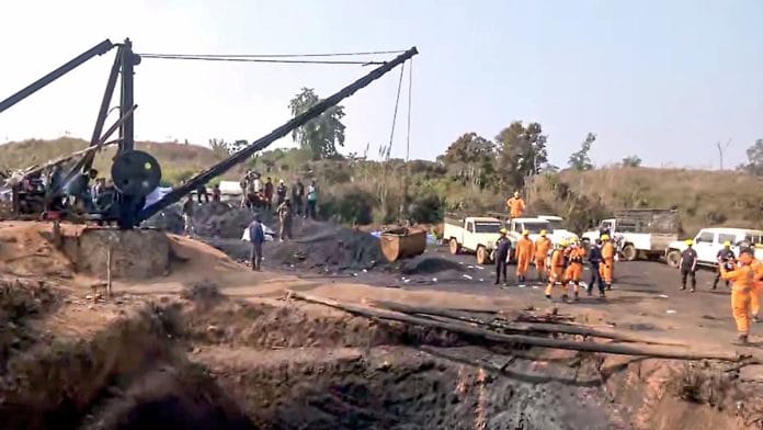 NDRF team at illegal mine in East Jaintia Hills on 6 February 2026 | ANI