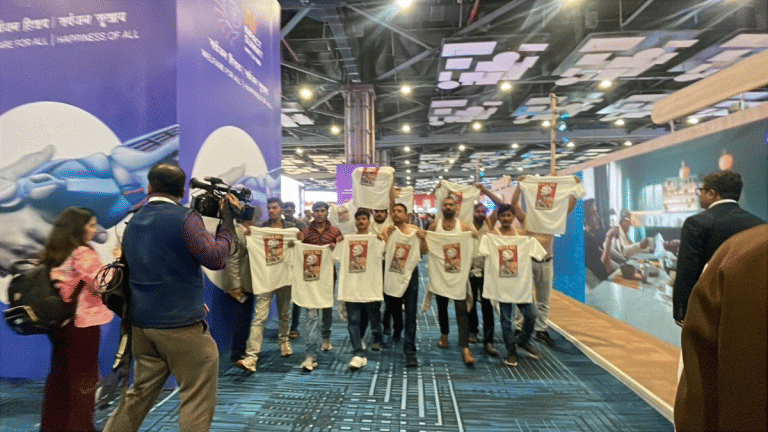 Youth Congress shirtless at AI summit: ‘PM compromised’ slogans, BJP’s ‘anti-national’ swipe at Rahul