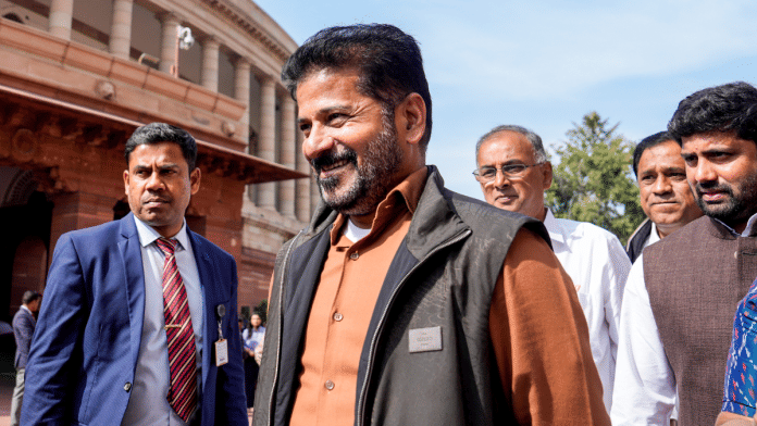 Telangana Chief Minister A Revanth Reddy at the Parliament House complex, in New Delhi | PTI
