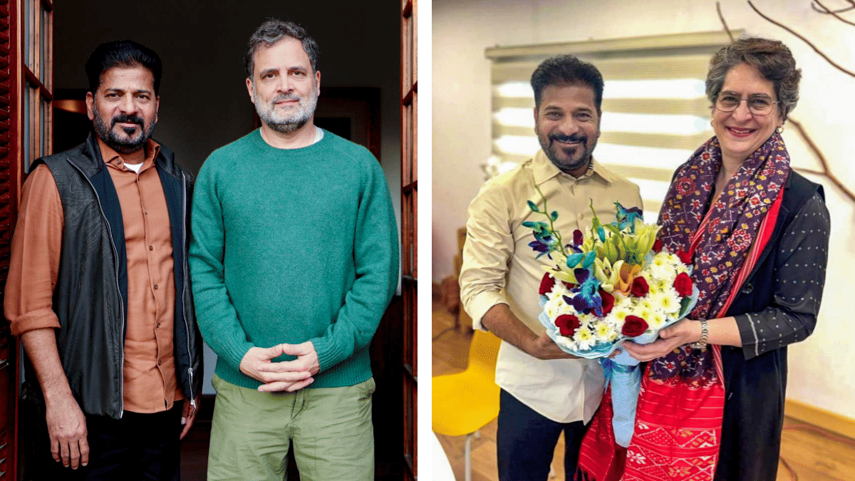 Telangana CM with Rahul Gandhi and Priyanka Gandhi Vadra | PTI