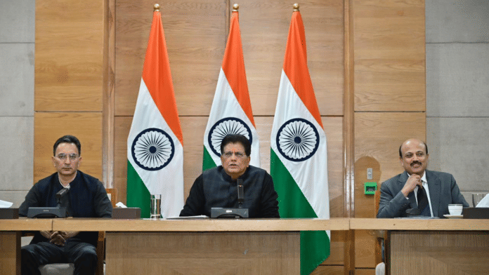 Commerce and Industry Minister Piyush Goyal addresses media Tuesday in Delhi on the trade deal. | Photo: X/@PiyushGoyal