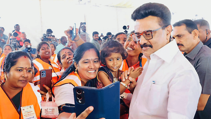 Representational image. | Tamil Nadu CM MK Stalin takes a picture with sanitation workers during an event in Chennai. | X/(@mkstalin
