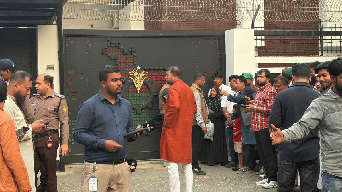 BNP supporters outside the party headquarters on Friday. | Debdutta Chakraborty/ThePrint