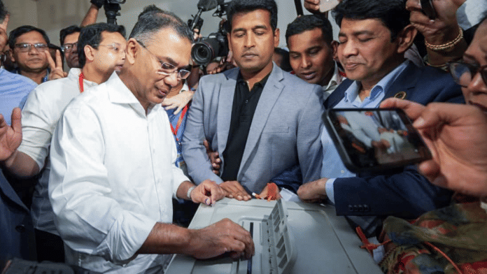 BNP chairman Tarique Rahman cast his vote at a polling centre in Dhaka on Thursday. | BNP media cell via ANI