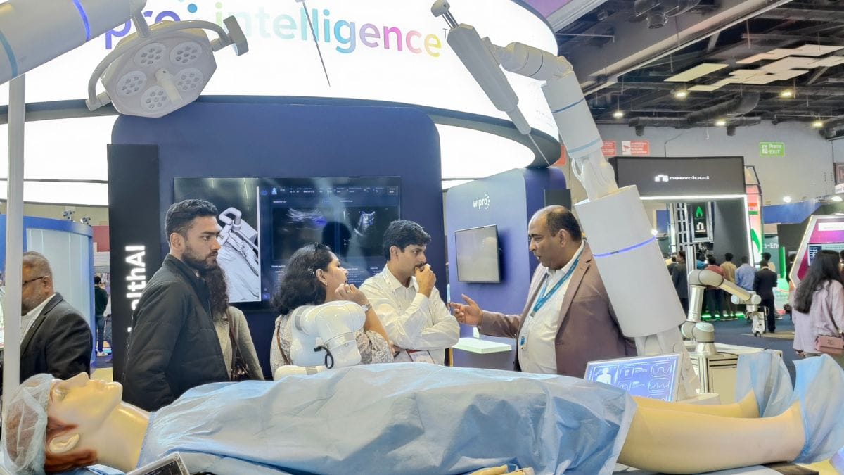 Demonstration of robotic surgery at the Wipro pavilion at AI Summit, New Delhi | Photo: Soumya Pillai, ThePrint