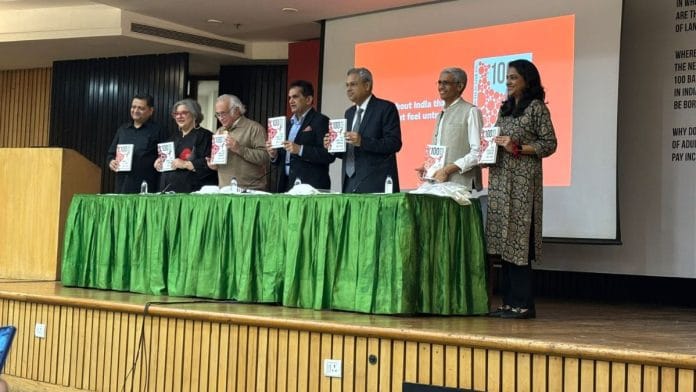 Publishers of Harper Collins, Kaveree Bamzai, Jairam Ramesh, Amitabh Kant, Saurabh Garg and Rohit Saran at the India International Centre, Delhi, on Tuesday evening | Samridhi Tewari, ThePrint