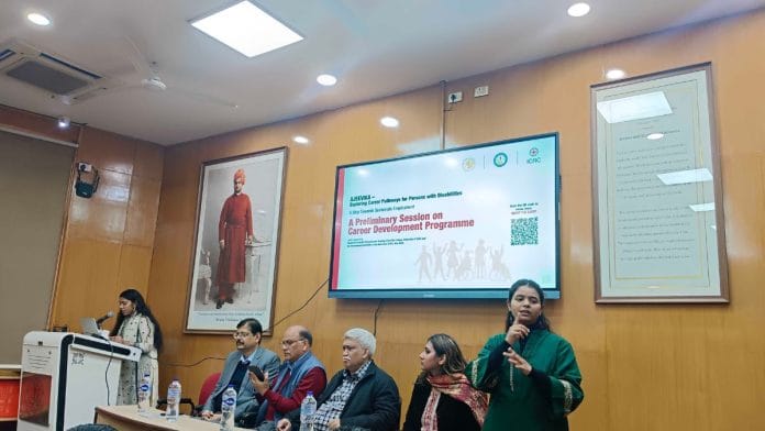 AJEEVIKA, a career counselling session for Persons with Disabilities was organised by CDRT, Kirori Mal College, in collaboration with the International Committee of the Red Cross, Indian Railways and IndiGo | Almina Khatoon | ThePrint
