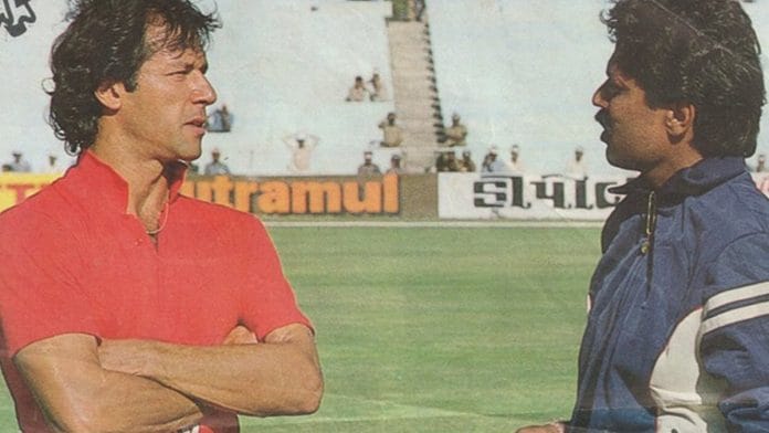An old photo of Imran Khan and Kapil Dev