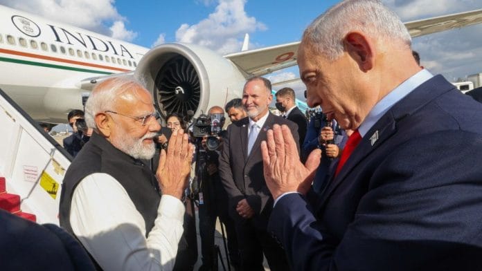 Prime Minister Narendra Modi greets his Israeli counterpart Benjamin Netanyahu on Thursday | Source: @narendramodi, X