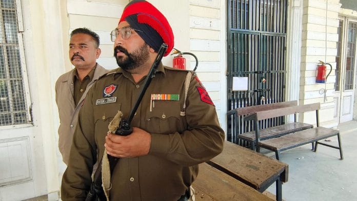 Representational image of Punjab Police personnel stand guard outside a sealed strong room for security of ballot boxes after the zila parishad and panchayat samiti election in Patiala, in December 2025 | ANI file photo