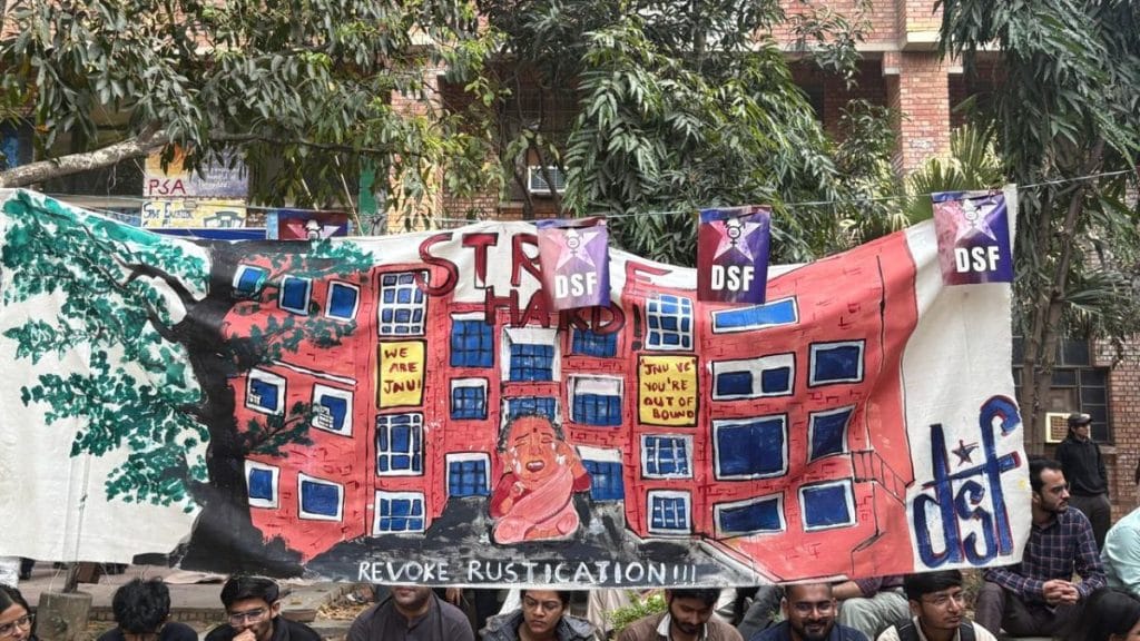 Posters outside the building of SLL&CS building | Sakshi Mehra, ThePrint