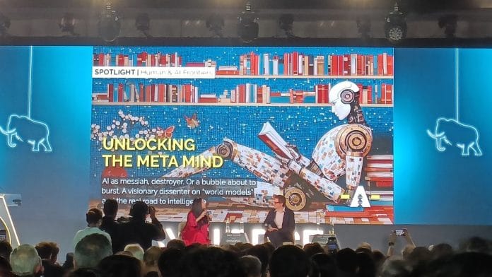 Shoma Chaudhury (left) and Yann LeCun at the Synapse India Conclave, Gurugram | Photo: Akanksha Mishra, ThePrint