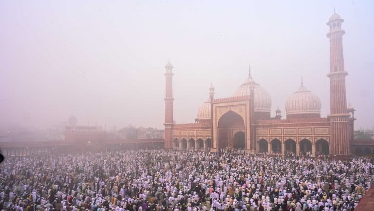 Photos of the Week: Eid prayers at Jama Masjid, Palam fire & Kashmir’s early blossoms