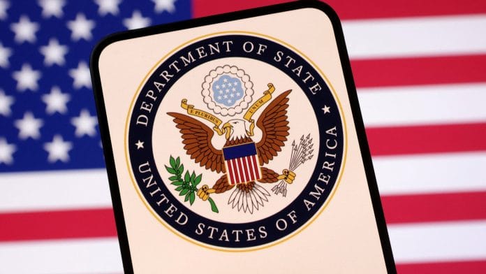 United States Department of State logo and U.S. flag are seen in this illustration taken April 23, 2025. | REUTERS/Dado Ruvic/Illustration
