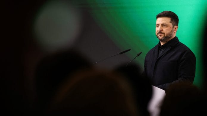 Ukrainian President Volodymyr Zelenskiy speaks during the Munich Security Conference (MSC) in Munich, Germany, February 14, 2026. | REUTERS/Liesa Johannssen