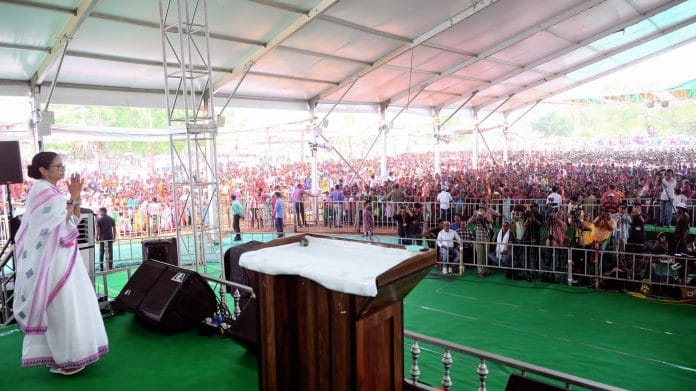 West Bengal CM & TMC supremo Mamata Banerjee during an election campaign, in Purulia on 29 March 2026 | ANI Photo