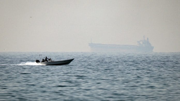 A tanker in the Strait of Hormuz on Feb. 25, 2026. | Photographer: Fadel Senna/AFP/Getty Images