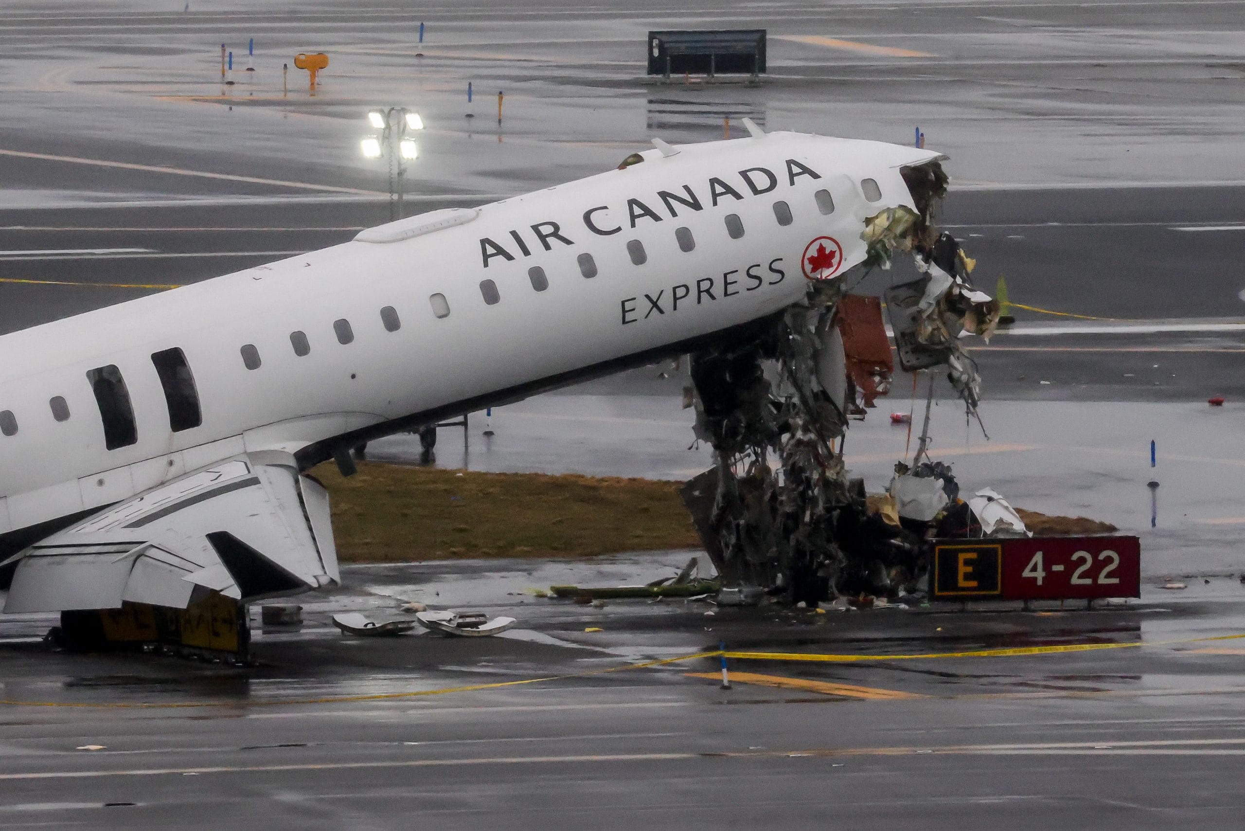 An Air Canada Express plane after it collided with a fire truck at LaGuardia Airport on March 22. | Bloomberg