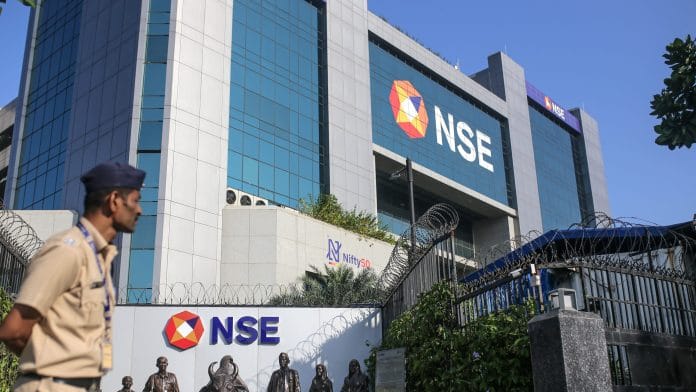 The National Stock Exchange (NSE) in Mumbai, India, on Monday, Oct. 13, 2025. India has become one of the busiest IPO markets worldwide over the past two years, drawing global investors eager to tap its fast-growing consumer economy. | Photographer: Dhiraj Singh/Bloomberg