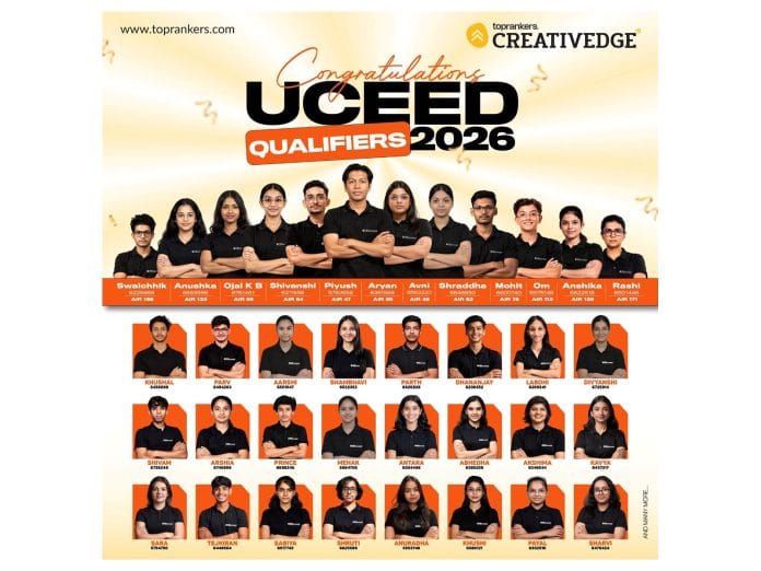 Creative Edge by Toprankers Announces UCEED 2026 Results: 7 Students Secure AIR Under 100, Nearly Half the Batch Qualifies
