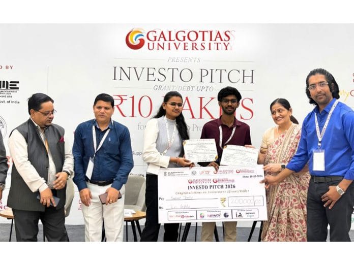 Galgotias University Hosts 'Galgotias Investo Pitch 2026', Awards Grants to 12 Promising Startups