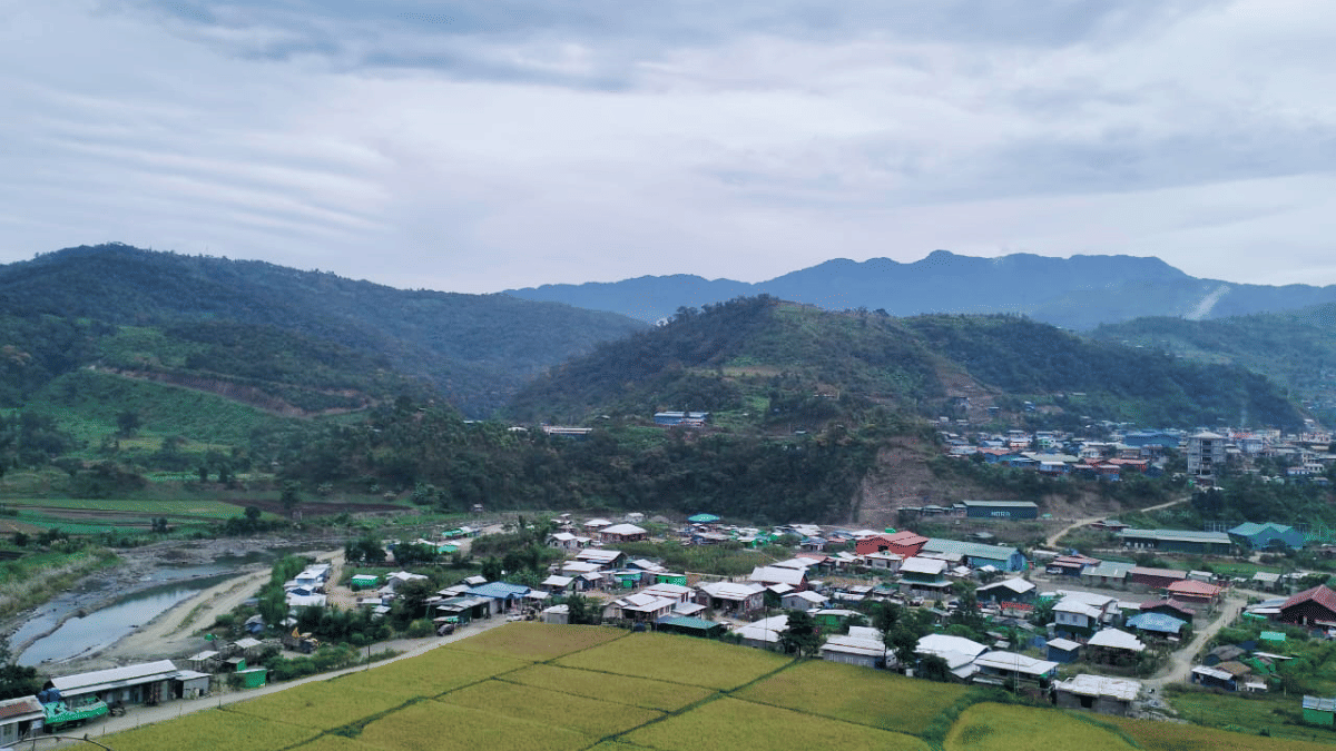 A view of Zokhawthar area in Champhai district in Mizoram. Many Myanmarese took shelter here in 2023 after they fled Myanmar following airstrike by Myanmar army. | ANI file