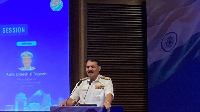 Chief of Naval Staff Admiral Dinesh K. Tripathi at the International Conference on India-Japan Cooperation in the Indo-Pacific organised in New Delhi, on 24 March 2026 | Keshav Padmanabhan/ThePrint