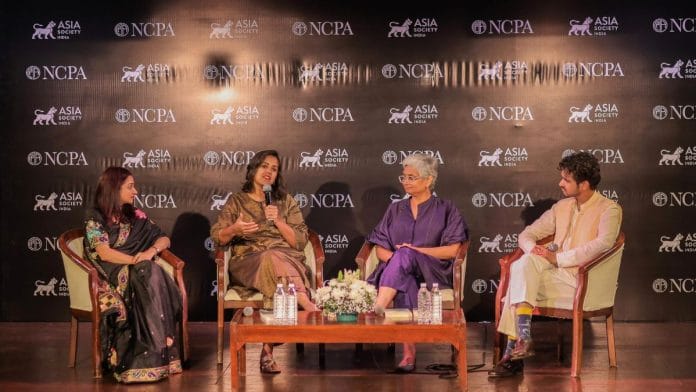 From left to right: Devika Mehta Kadam, co-founder of Synchrony India; Neha Kirpal, co-founder or Amaha Health and co-editor of the book Homecoming: Mental Health Journeys of Resilience, Healing, and Wholeness; Dr Kavita Arora, co-founder of Children First Mental Health Institute; and Anish Gawande, founder of Pink List India, at a panel discussion in Mumbai’s NCPA | By special arrangement
