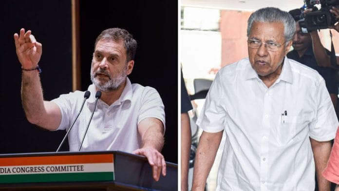 File photos of Congress leader Rahul Gandhi and Kerala CM Pinarayi Vijayan | ANI