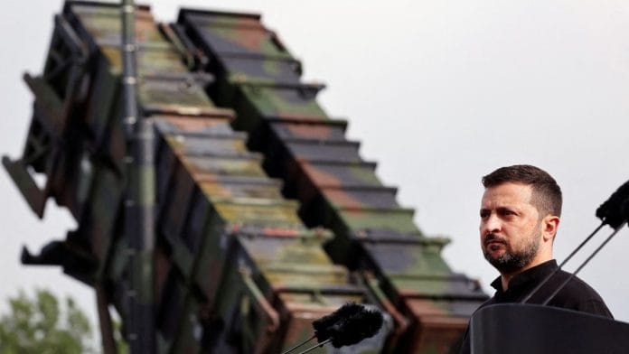 File photo of Ukrainian President Volodymyr Zelenskyy watching the training of Ukrainian soldiers on the “Patriot” anti-aircraft missile system, at an undisclosed location, in Germany on 11 June 2024 | Reuters/Jens Buttner