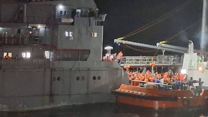 Sri Lanka Navy has begun evacuating 208 crew members from the Iranian vessel IRIS Bushehr | Photo: X/@SriLankaTweet