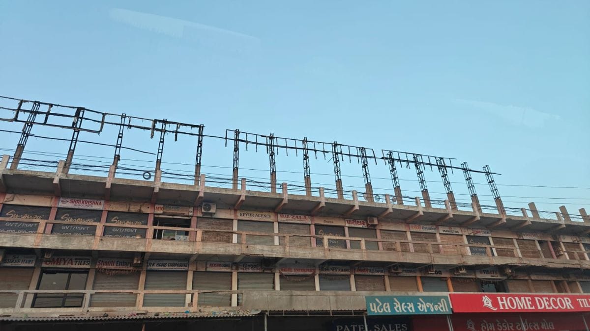 Rows of shuttered shops at a market in Morbi | Photo: Esha Mishra | ThePrint