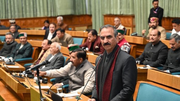 Himachal Pradesh Chief Minister Sukhvinder Singh Sukhu presents the 2026-27 budget Saturday | By special arrangement