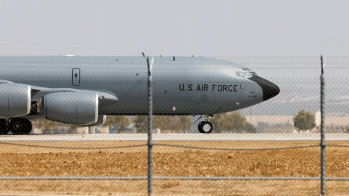 A U.S. Airforce Boeing KC-135 Stratotanker taxies at the Moron Air Base in Moron de la Frontera, southern Spain, August 27, 2021. | REUTERS/Marcelo del Pozo
