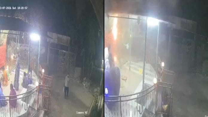 Grabs from the CCTV footage, before and after the explosion. The purported clip is being heavily circulated on social media | X