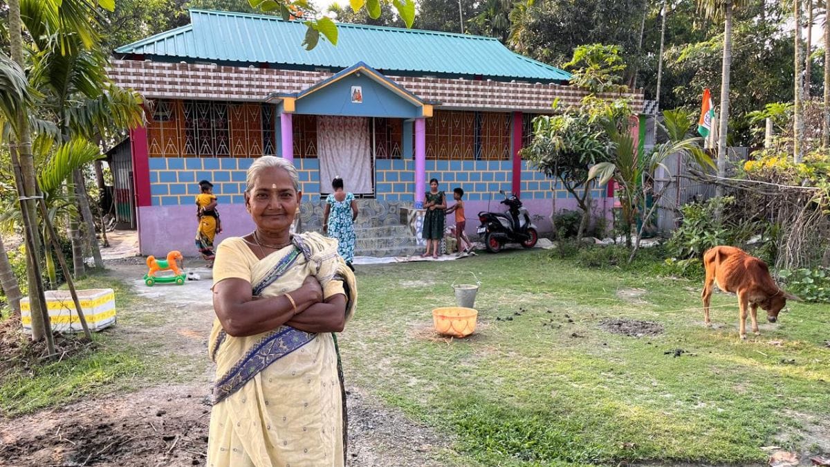 Nisharani Pal outside her house in Gaybari village, Mathabhanga | Photo: Moushumi Das Gupta | ThePrint