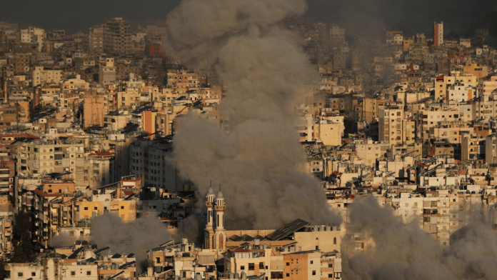 The impact of Israeli airstrikes in Dahiyeh, a southern suburb of Beirut, Lebanon, Tuesday | AP via PTI