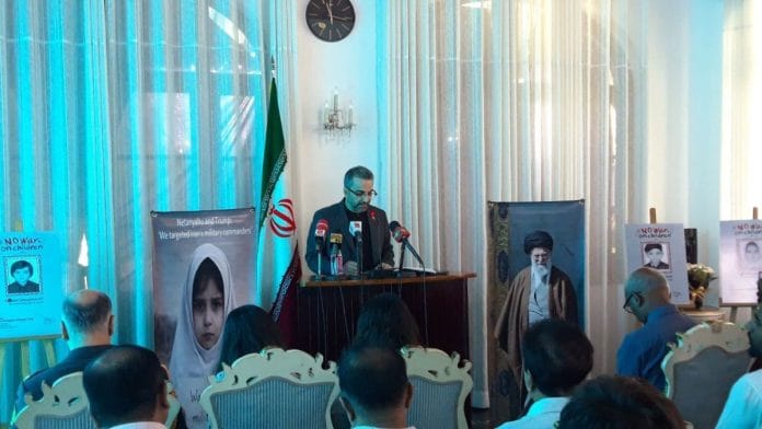 Iranian Ambassador to Sri Lanka Alireza Delkhosh at a press conference in Sri Lanka | X/@IRANinSriLanka