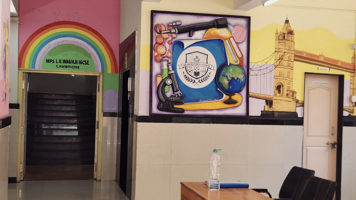 At the entrance of LK Waghji School | Purva Chitnis | ThePrint