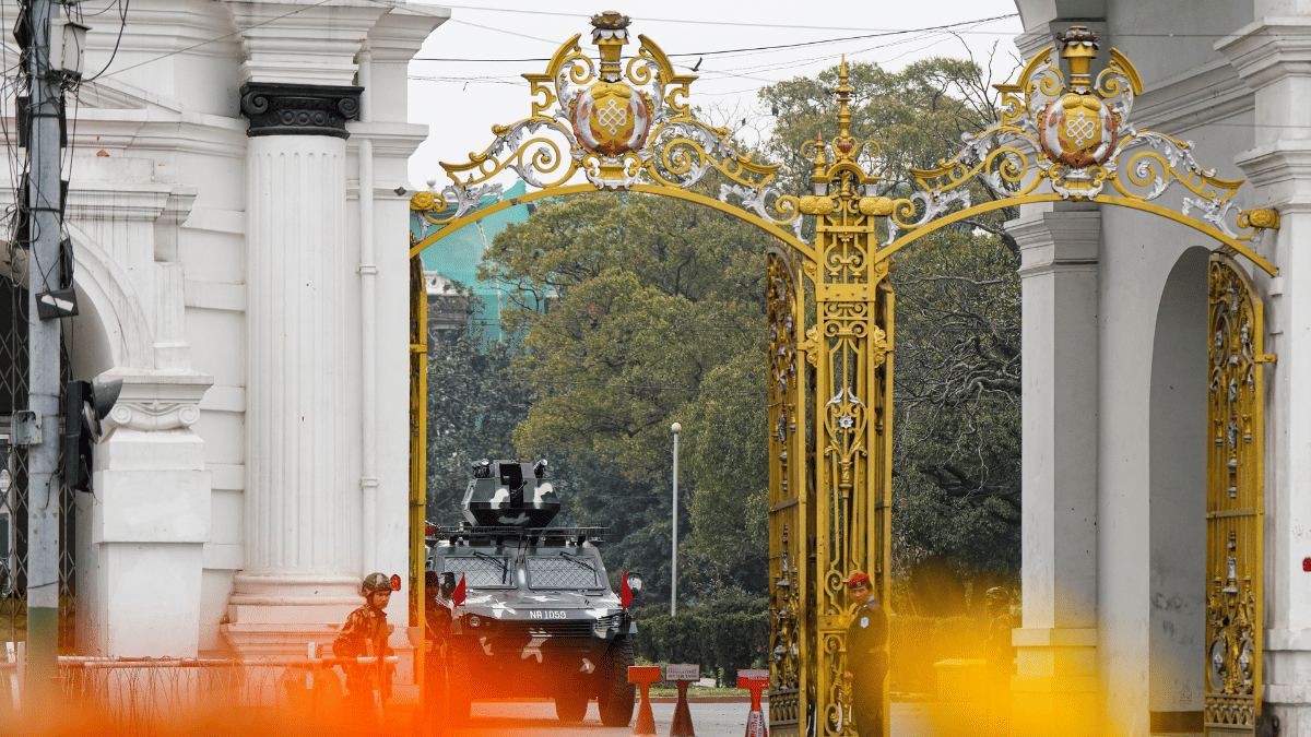 Heavy security at Singha Durbar in Kathmandu ahead of general election. The palace complex is where the PM's office is located, and parliamentary proceedings are organised | Photo: PTI 