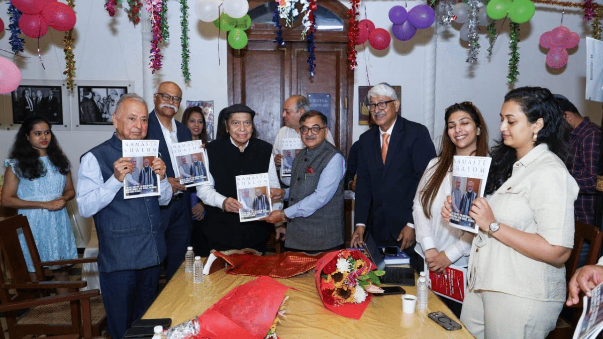 Ex-BJP MP Tarun Vijay relaunches Namaste Shalom Sunday at Kenesset Eliyahoo Synagogue at Kala Ghoda in Mumbai. | Manasi Phadke/ThePrint