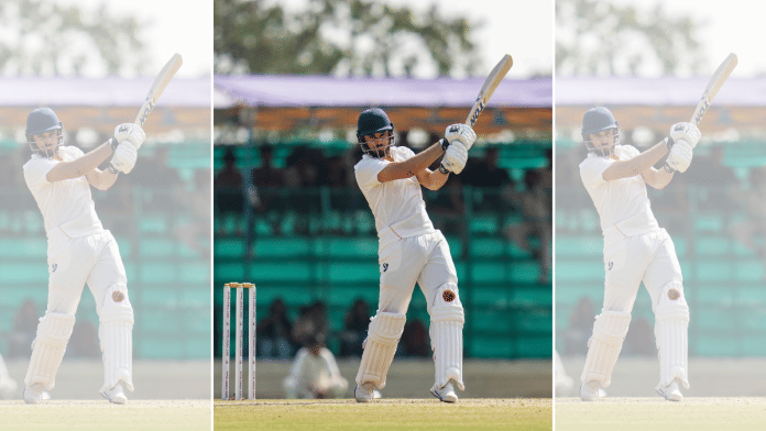 J&K's Abdul Samad plays a shot during the Ranji Trophy 2025-26 final cricket match against Karnataka at KSCA Cricket Stadium, in Hubballi | PTI